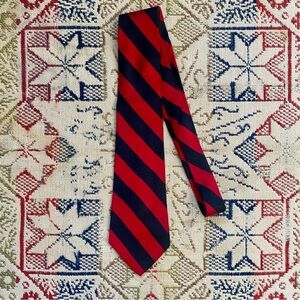 Vintage Lanvin Silk Tie Black Red Stripes Striped Necktie